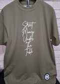 Olive White Script Tee